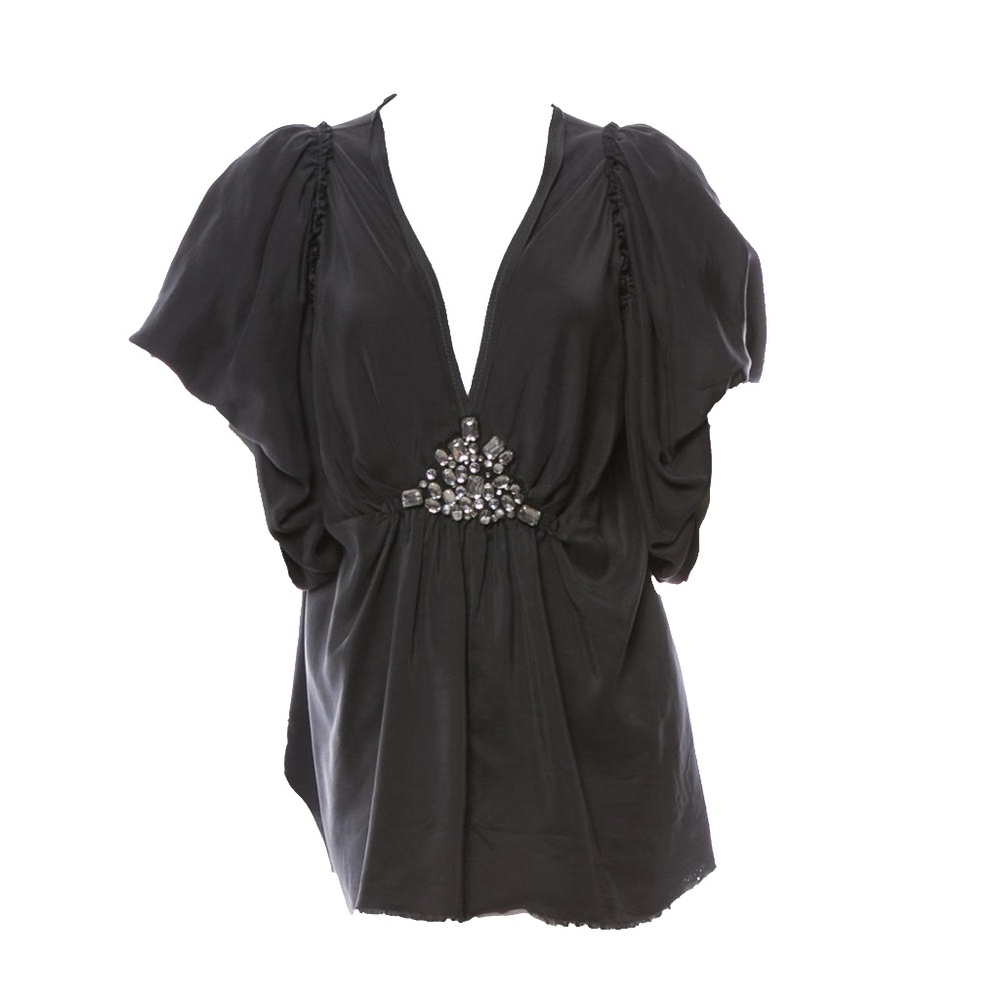 Lanvin Top with Bubble Sleeves & Rhinestones